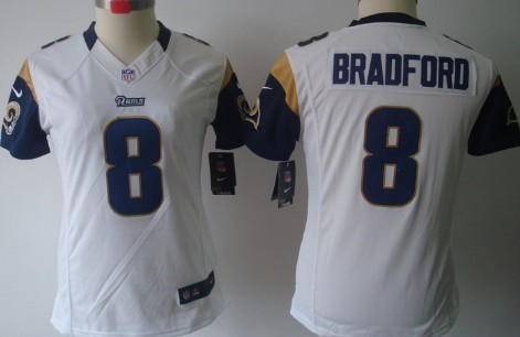 Nike St. Louis Rams #8 Sam Bradford White Limited Womens Jersey