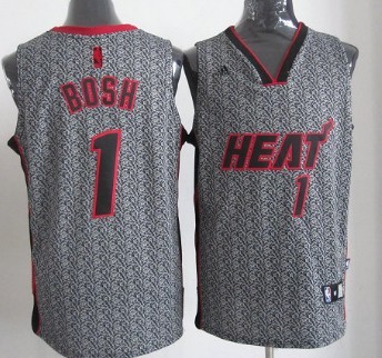 Miami Heats #1 Chris Bosh Gray Static Fashion Jersey