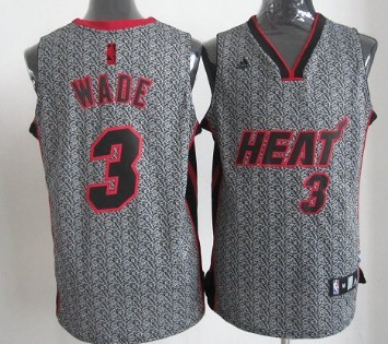 Miami Heat #3 Dwyane Wade Gray Static Fashion Jersey