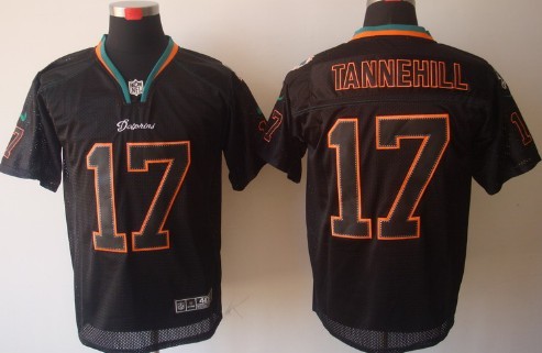 Nike Miami Dolphins #17 Ryan Tannehill Lights Out Black Elite Jersey