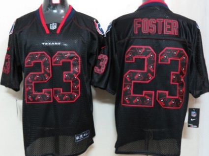 Nike Houston Texans #23 Arian Foster Lights Out Black Ornamented Elite Jersey