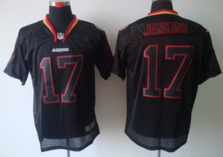 Nike San Francisco 49ers #17 A.J. Jenkins Lights Out Black Elite Jersey
