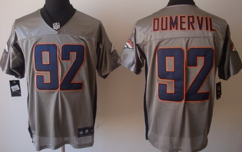 Nike Denver Broncos #92 Elvis Dumervil Gray Shadow Elite Jersey