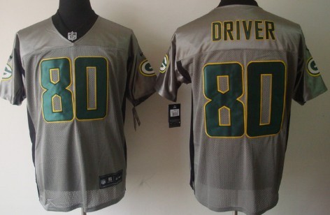 Nike Green Bay Packers #80 Donald Driver Gray Shadow Elite Jersey