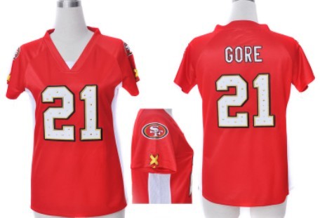 Nike San Francisco 49ers #21 Frank Gore 2012 Red Womens Draft Him II Top Jersey