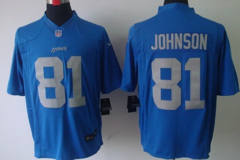 Nike Detroit Lions #81 Calvin Johnson Navy Blue Limited Jersey