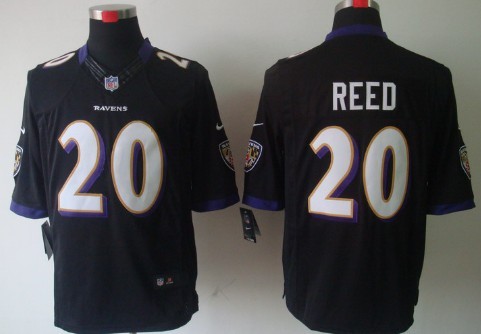 Nike Baltimore Ravens #20 Rd Reed Black Limited Jersey