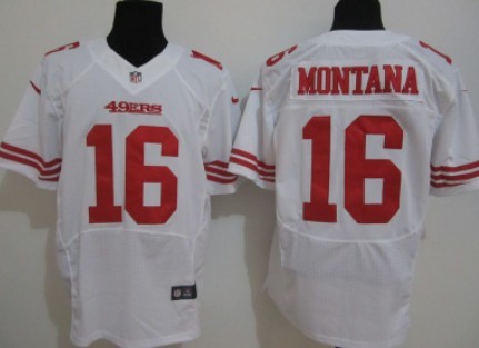 Nike San Francisco 49ers #16 Joe Montana White Elite Jersey