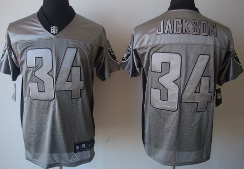Nike Oakland Raiders #34 Bo Jackson Gray Shadow Elite Jersey