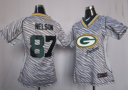 Nike Green Bay Packers #87 Jordy Nelson 2012 Womens Zebra Fashion Jersey