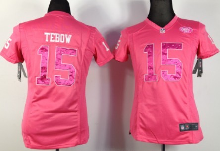 Nike New York Jets #15 Tim Tebow Pink Sweetheart Diamond Womens Jersey