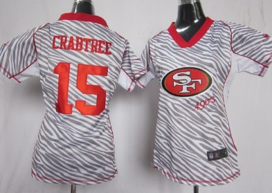 Nike San Francisco 49ers #15 Michael Crabtree 2012 Womens Zebra Fashion Jersey