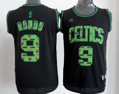 Boston Celtics #9 Rajon Rondo Black Camo Fashion Jersey