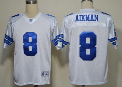 Dallas Cowboys #8 Troy Aikman White Legend Jersey
