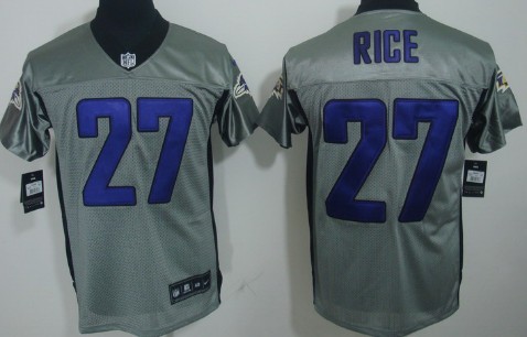 Nike Baltimore Ravens #27 Ray Rice Gray Shadow Elite Jersey