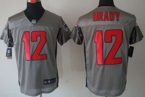 Nike New England Patriots #12 Tom Brady Gray Shadow Elite Jersey