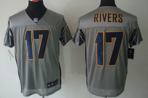 Nike San Diego Chargers #17 Philip Rivers Gray Shadow Elite Jersey