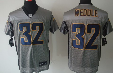 Nike San Diego Chargers #32 Eric Weddle Gray Shadow Elite Jersey