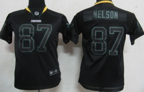 Nike Green Bay Packers #87 Jordy Nelson Lights Out Black Kids Jersey