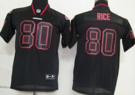 Nike San Francisco 49ers #80 Jerry Rice Lights Out Black Kids Jersey