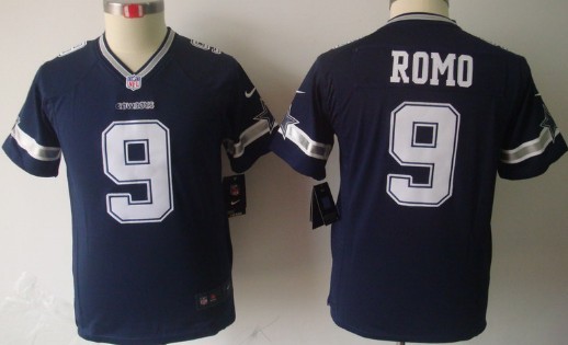 Nike Dallas Cowboys #9 Tony Romo Blue Limited Kids Jersey