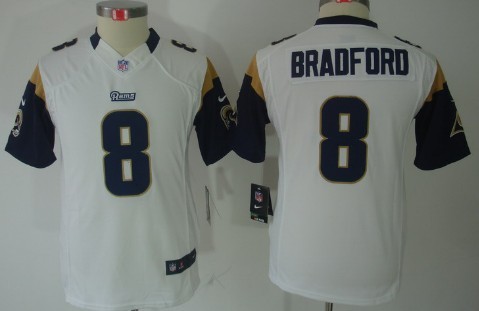Nike St. Louis Rams #8 Sam Bradford White Limited Kids Jersey