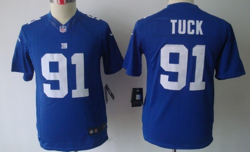 Nike New York Giants #91 Justin Tuck Blue Limited Kids Jersey