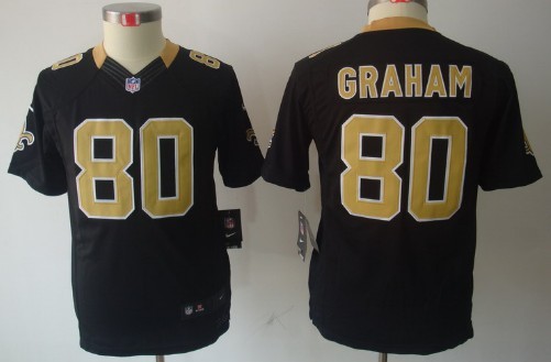 Nike New Orleans Saints #80 Jimmy Graham Black Limited Kids Jersey