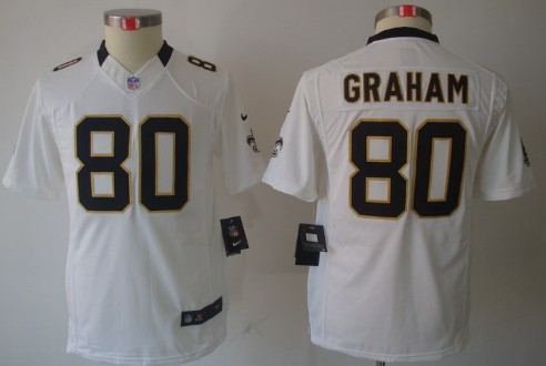 Nike New Orleans Saints #80 Jimmy Graham White Limited Kids Jersey