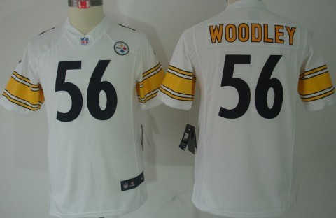 Nike Pittsburgh Steelers #56 LaMarr Woodley White Limited Kids Jersey