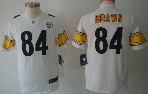 Nike Pittsburgh Steelers #84 Antonio Brown White Limited Kids Jersey