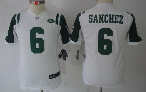 Nike New York Jets #6 Mark Sanchez White Limited Kids Jersey
