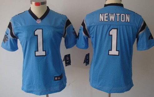 Nike Carolina Panthers #1 Cam Newton Light Blue Limited Womens Jersey