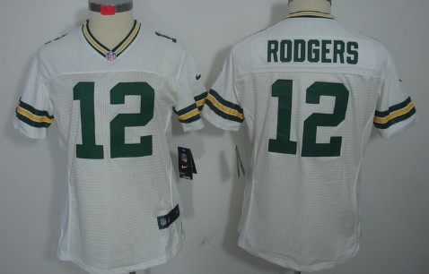 Nike Green Bay Packers #12 Aaron Rodgers White Limited Womens Jersey