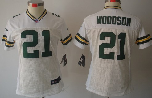 Nike Green Bay Packers #21 Charles Woodson White Limited Womens Jersey