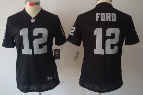 Nike Oakland Raiders #12 Jacoby Ford Black Limited Womens Jersey