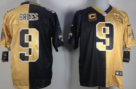 Nike New Orleans Saints #9 Drew Brees Black/Gold Two Tone Elite Jersey