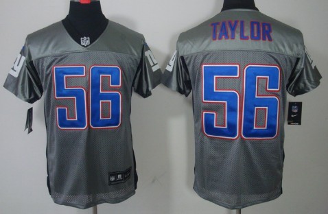 Nike New York Giants #56 Lawrence Taylor Gray Shadow Elite Jersey