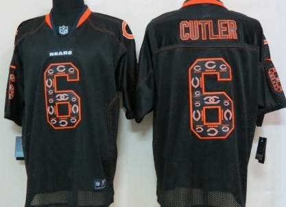 Nike Chicago Bears #6 Jay Cutler Lights Out Black Ornamented Elite Jersey