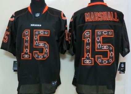 Nike Chicago Bears #15 Brandon Marshall Lights Out Black Ornamented Elite Jersey