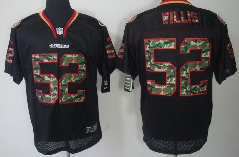 Nike San Francisco 49ers #52 Patrick Willis Black With Camo Elite Jersey