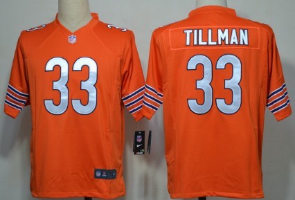 Nike Chicago Bears #33 Charles Tillman Orange Game Jersey