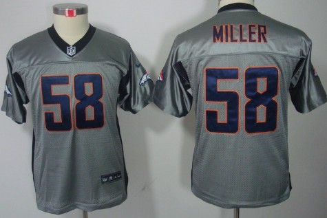 Nike Denver Broncos #58 Von Miller Gray Shadow Kids Jersey