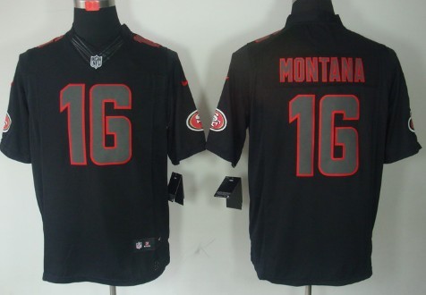 Nike San Francisco 49ers #16 Joe Montana Black Impact Limited Jersey