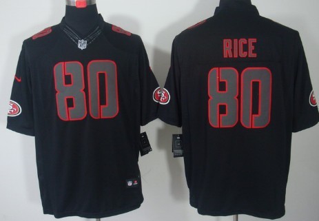 Nike San Francisco 49ers #80 Jerry Rice Black Impact Limited Jersey