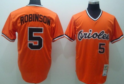 Baltimore Orioles #5 Brooks Robinson 1975 Orange Throwback Jersey