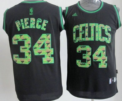 Boston Celtics #34 Paul Pierce Black Camo Fashion Jersey