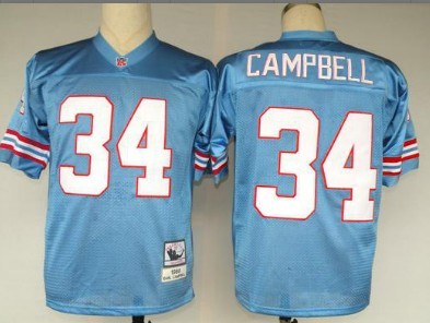 Houston Oilers #34 Earl Campbell Light Blue Throwback Jersey