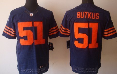 Nike Chicago Bears #51 Dick Butkus Blue With Orange Elite Jersey