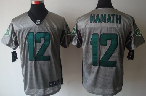 Nike New York Jets #12 Joe Namath Gray Shadow Elite Jersey